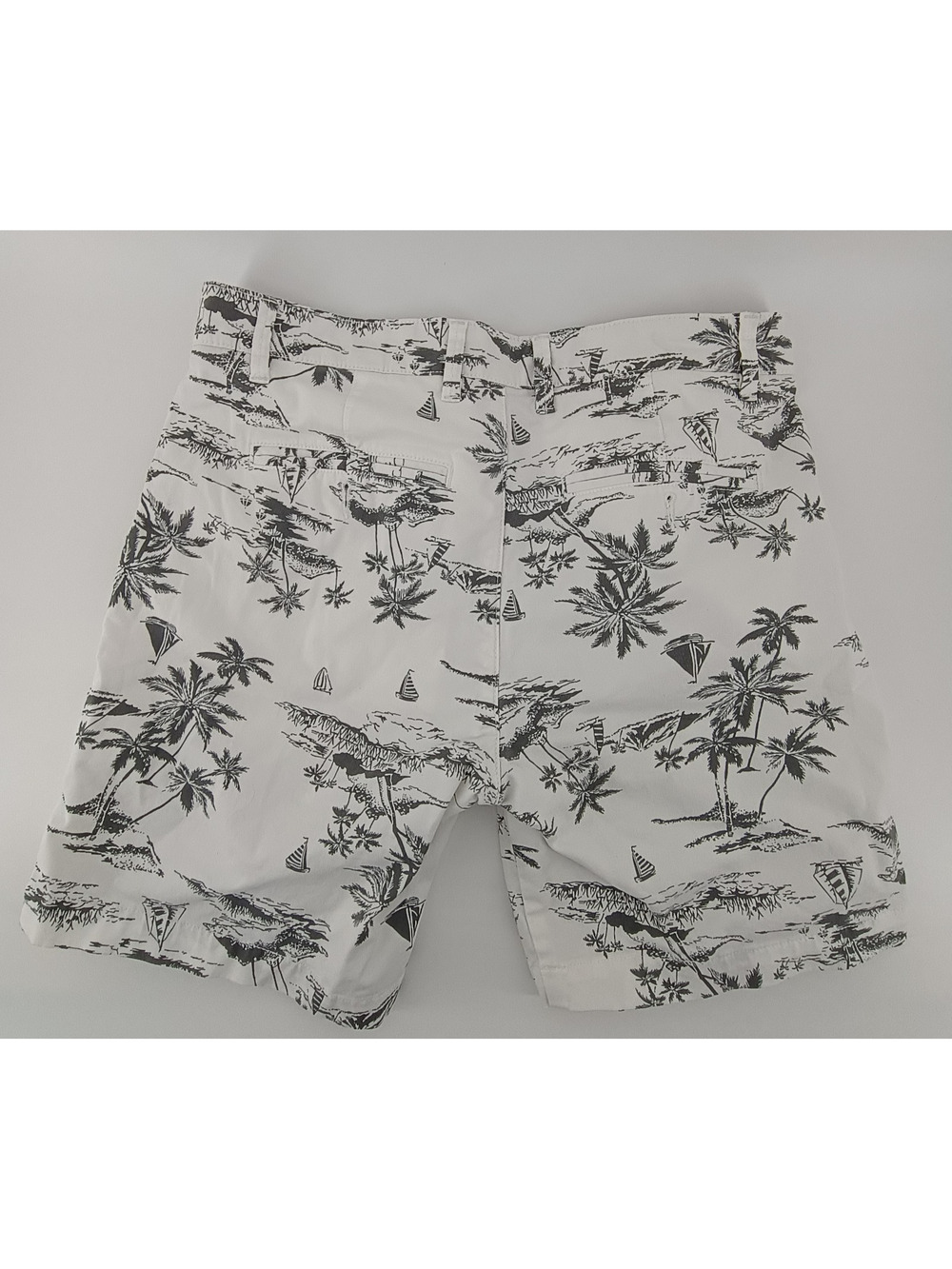 Denim and Flower Mens Shorts Cotton Blend Ricky Singh Size 29 Tropical Sailboat